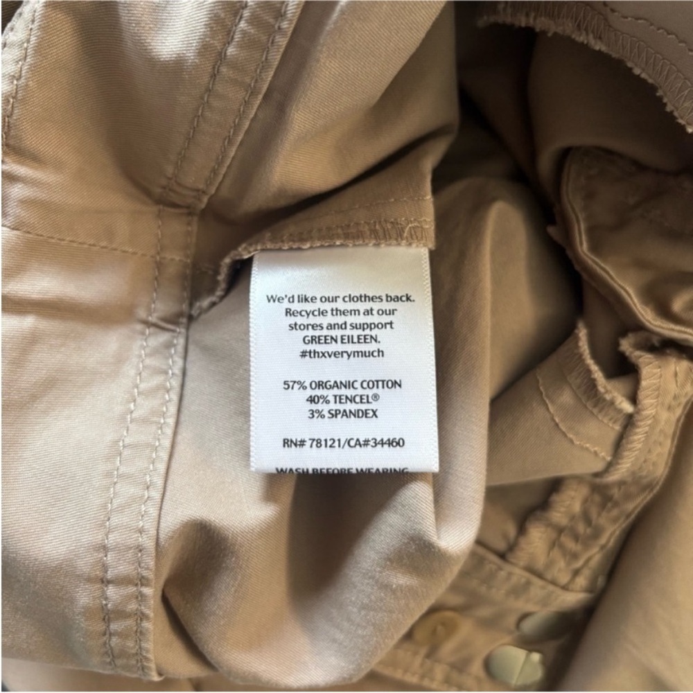 Eileen Fisher Pants Slim Chino Ankle Cropped Trousers Tencel Beige Brown Size 4 - Picture 6 of 7